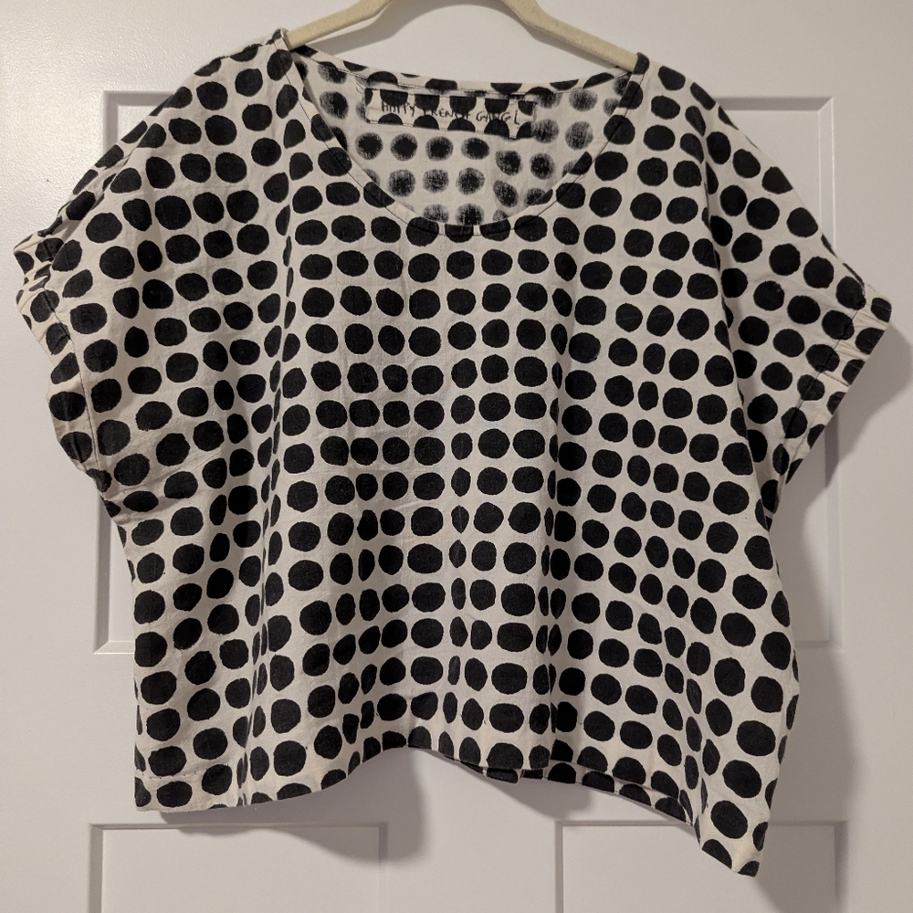 Happy French Gang Zelia Top, Black Dots